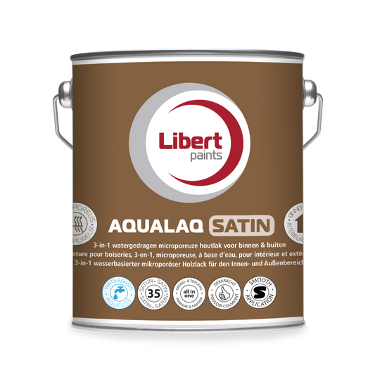 Aqualaq Satin 3-in-1 Watergedragen Houtlak voor Binnen en Buiten wit / lichte kleuren 2.5L